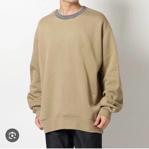 Acne Tan Crewneck Sweater with Ribbed Trim